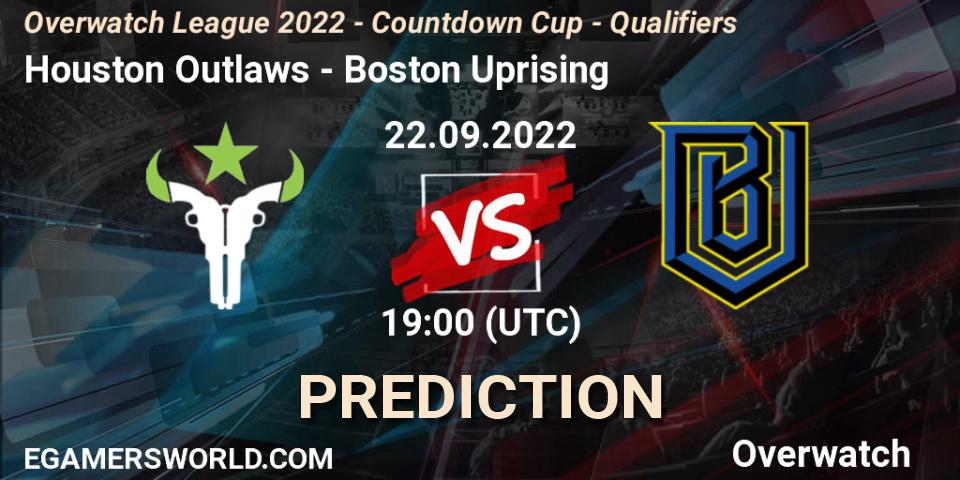 Pronósticos Houston Outlaws - Boston Uprising. 22.09.22. Overwatch League 2022 - Countdown Cup - Qualifiers - Overwatch