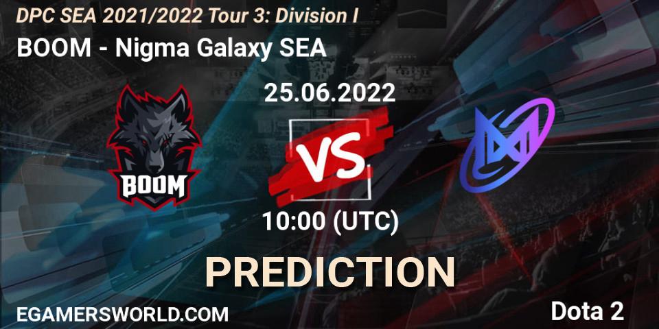 Pronósticos BOOM - Nigma Galaxy SEA. 25.06.2022 at 10:00. DPC SEA 2021/2022 Tour 3: Division I - Dota 2