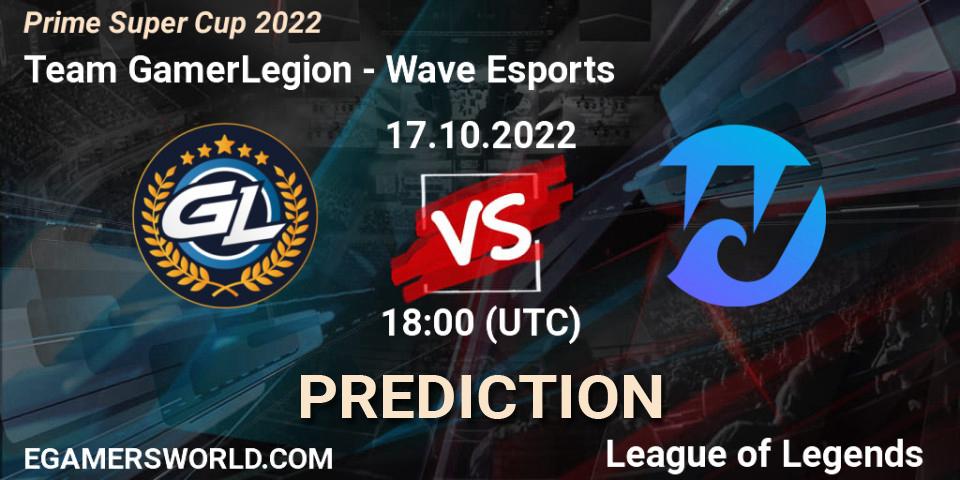 Pronósticos Team GamerLegion - Wave Esports. 17.10.2022 at 17:00. Prime Super Cup 2022 - LoL
