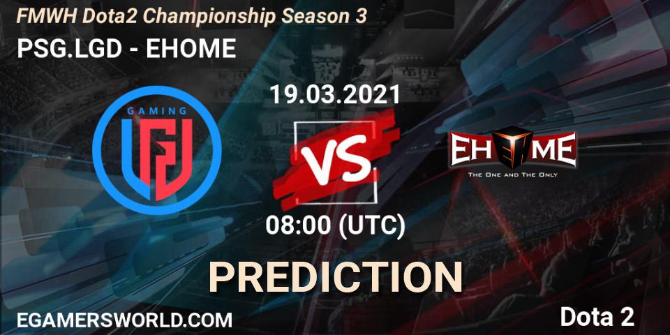 Pronósticos PSG.LGD - EHOME. 19.03.2021 at 08:04. FMWH Dota2 Championship Season 3 - Dota 2