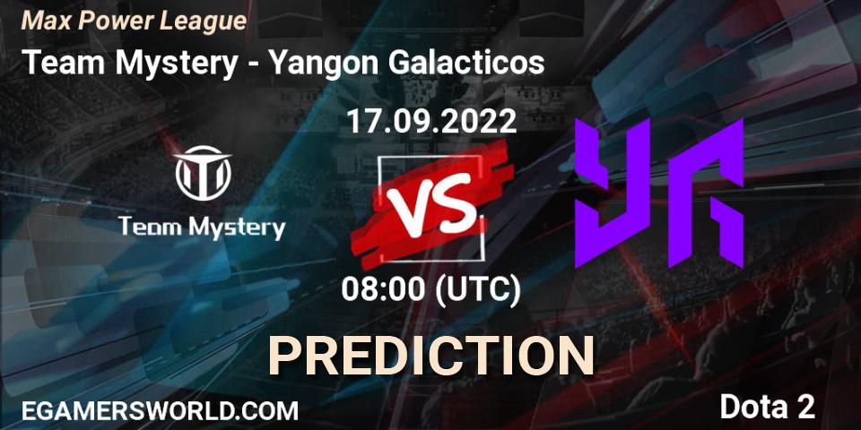 Pronósticos Team Mystery - Yangon Galacticos. 17.09.22. Max Power League - Dota 2