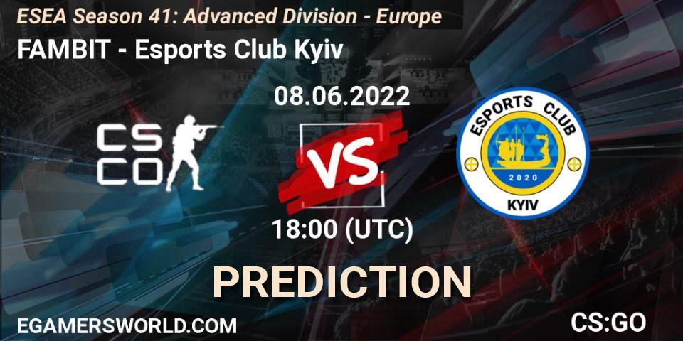 Pronósticos FAMBIT - Esports Club Kyiv. 12.06.22. ESEA Season 41: Advanced Division - Europe - CS2 (CS:GO)