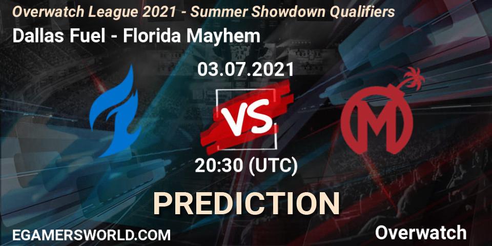 Pronósticos Dallas Fuel - Florida Mayhem. 03.07.21. Overwatch League 2021 - Summer Showdown Qualifiers - Overwatch