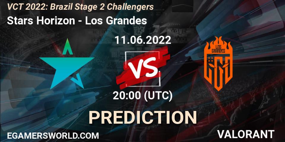 Pronósticos Stars Horizon - Los Grandes. 11.06.2022 at 20:15. VCT 2022: Brazil Stage 2 Challengers - VALORANT