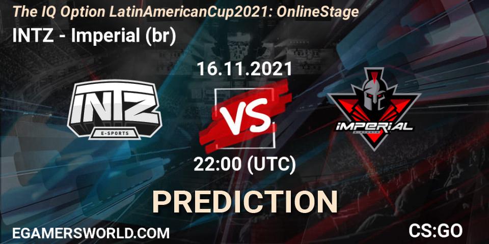 Pronósticos INTZ - Imperial (br). 16.11.2021 at 22:00. The IQ Option Latin American Cup 2021: Online Stage - Counter-Strike (CS2)