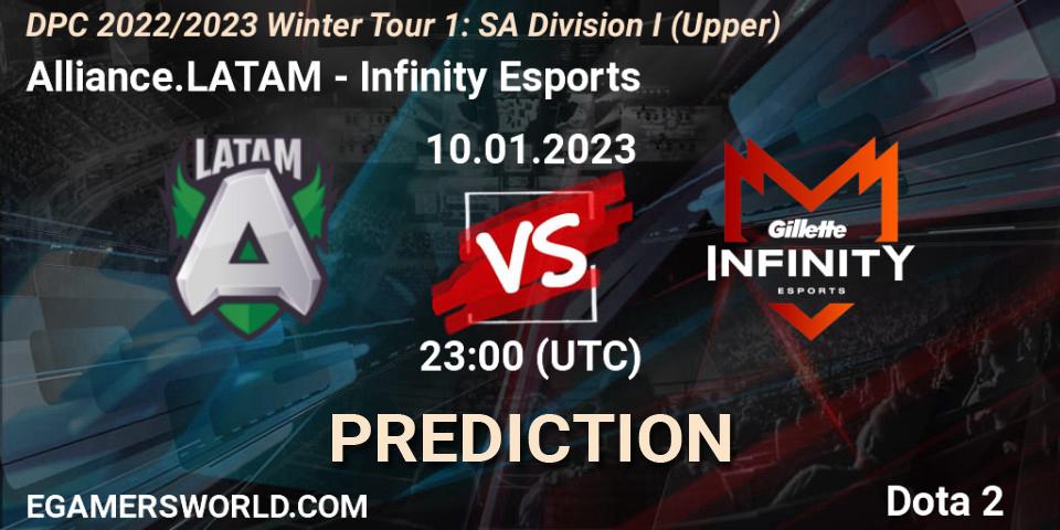 Pronósticos Alliance.LATAM - Infinity Esports. 10.01.23. DPC 2022/2023 Winter Tour 1: SA Division I (Upper) - Dota 2