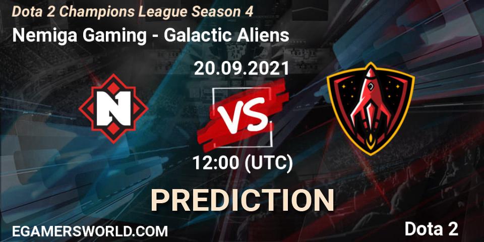 Pronósticos Nemiga Gaming - Galactic Aliens. 20.09.2021 at 12:00. Dota 2 Champions League Season 4 - Dota 2