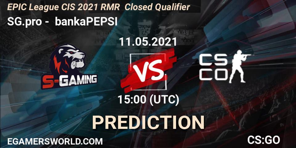 Pronósticos SG.pro - bankaPEPSI. 11.05.2021 at 14:00. EPIC League CIS 2021 RMR Closed Qualifier - Counter-Strike (CS2)