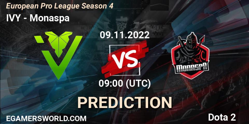Pronósticos IVY - Monaspa. 09.11.22. European Pro League Season 4 - Dota 2