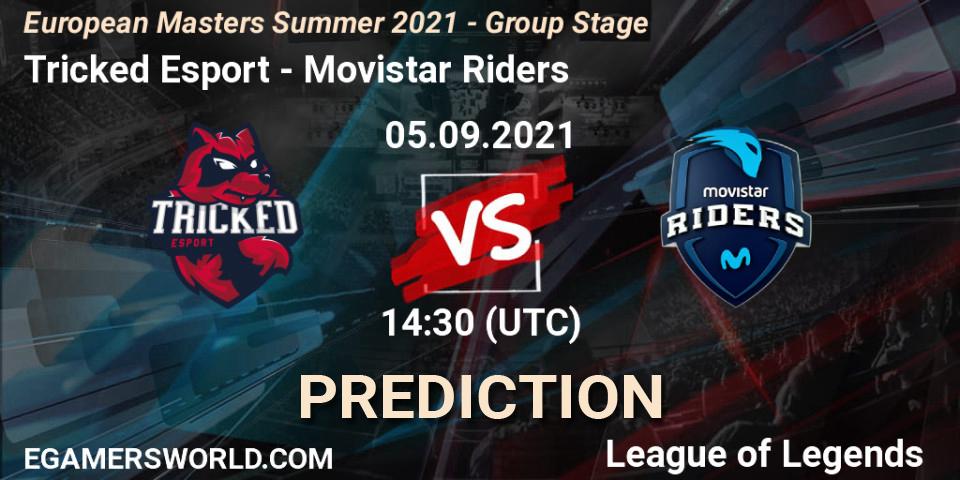 Pronósticos Tricked Esport - Movistar Riders. 05.09.2021 at 14:30. European Masters Summer 2021 - Group Stage - LoL