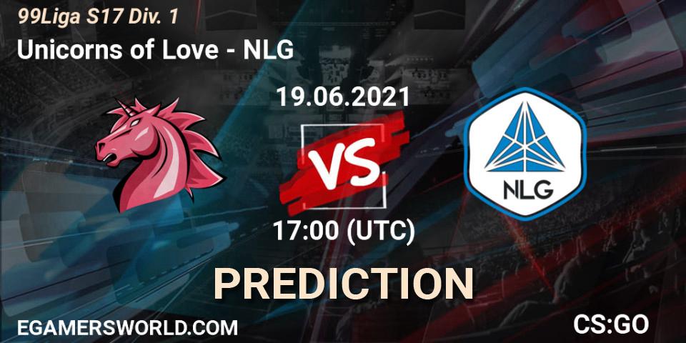 Pronósticos Unicorns of Love - NLG. 19.06.2021 at 17:00. 99Liga S17 Div. 1 - Counter-Strike (CS2)