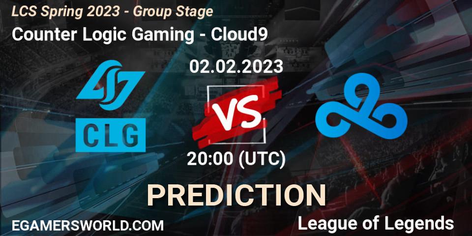 Pronósticos Counter Logic Gaming - Cloud9. 02.02.23. LCS Spring 2023 - Group Stage - LoL