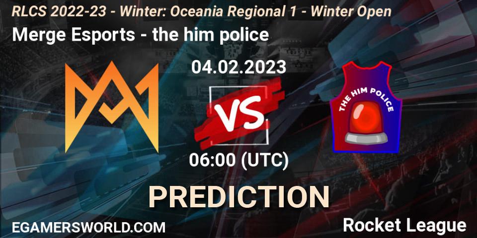 Pronósticos Merge Esports - the him police. 04.02.2023 at 09:00. RLCS 2022-23 - Winter: Oceania Regional 1 - Winter Open - Rocket League