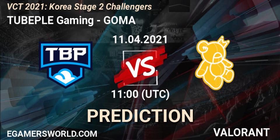 Pronósticos TUBEPLE Gaming - GOMA. 11.04.2021 at 11:00. VCT 2021: Korea Stage 2 Challengers - VALORANT