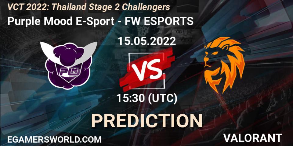 Pronósticos Purple Mood E-Sport - FW ESPORTS. 15.05.2022 at 12:30. VCT 2022: Thailand Stage 2 Challengers - VALORANT