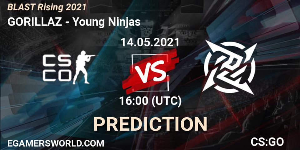 Pronósticos GORILLAZ - Young Ninjas. 14.05.2021 at 16:00. BLAST Rising 2021 - Counter-Strike (CS2)