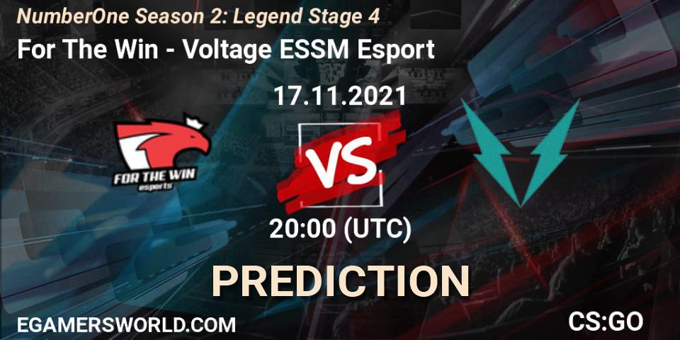 Pronósticos For The Win - Voltage ESSM Esport. 17.11.2021 at 20:00. NumberOne Season 2: Legend Stage 4 - Counter-Strike (CS2)
