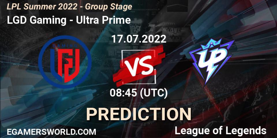 Pronósticos LGD Gaming - Ultra Prime. 17.07.2022 at 09:50. LPL Summer 2022 - Group Stage - LoL