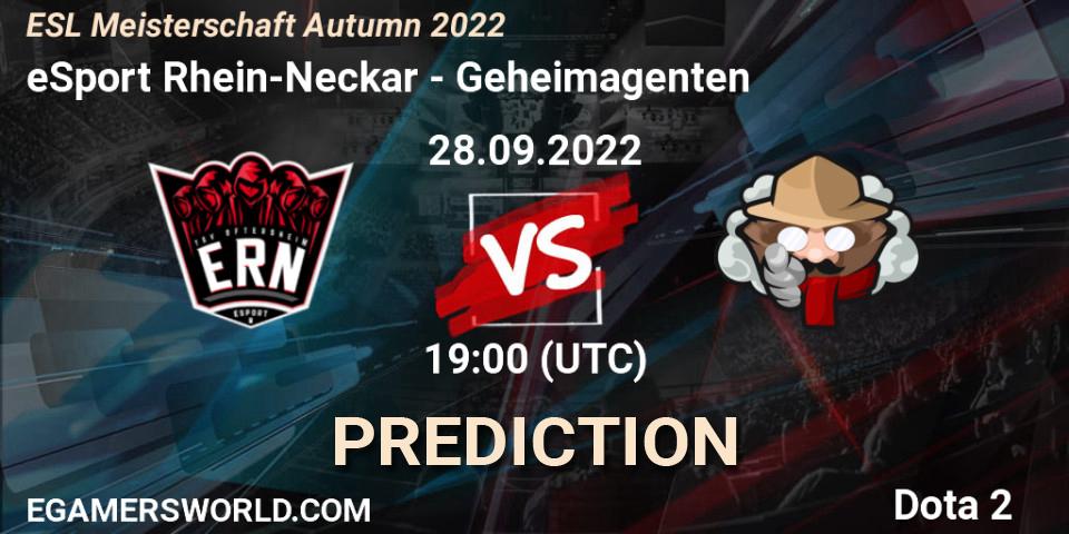 Pronósticos eSport Rhein-Neckar - Geheimagenten. 28.09.2022 at 19:29. ESL Meisterschaft Autumn 2022 - Dota 2