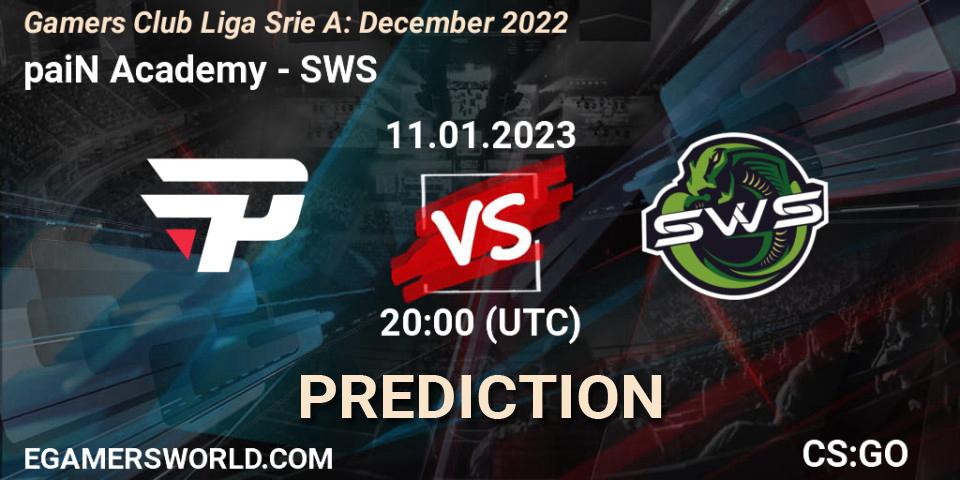 Pronósticos paiN Academy - SWS. 11.01.23. Gamers Club Liga Série A: December 2022 - CS2 (CS:GO)