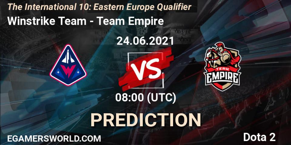 Pronósticos Winstrike Team - Team Empire. 24.06.21. The International 10: Eastern Europe Qualifier - Dota 2