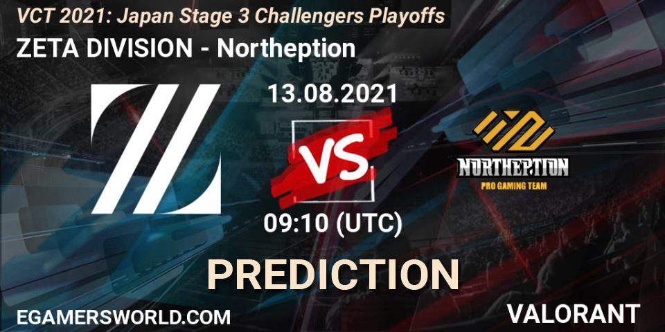 Pronósticos ZETA DIVISION - Northeption. 13.08.2021 at 09:10. VCT 2021: Japan Stage 3 Challengers Playoffs - VALORANT
