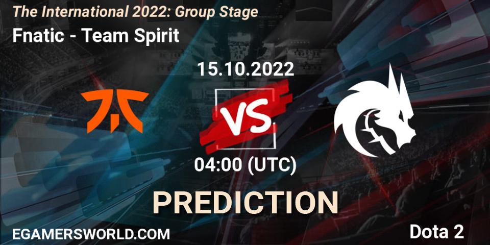 Pronósticos Fnatic - Team Spirit. 15.10.22. The International 2022: Group Stage - Dota 2