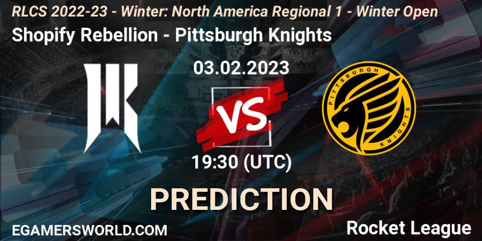 Pronósticos Shopify Rebellion - Pittsburgh Knights. 03.02.23. RLCS 2022-23 - Winter: North America Regional 1 - Winter Open - Rocket League