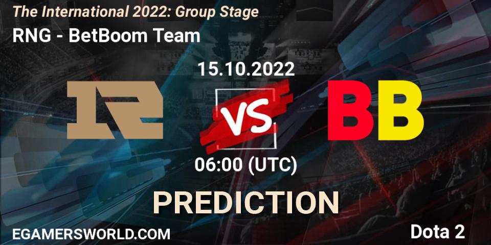 Pronósticos RNG - BetBoom Team. 15.10.22. The International 2022: Group Stage - Dota 2