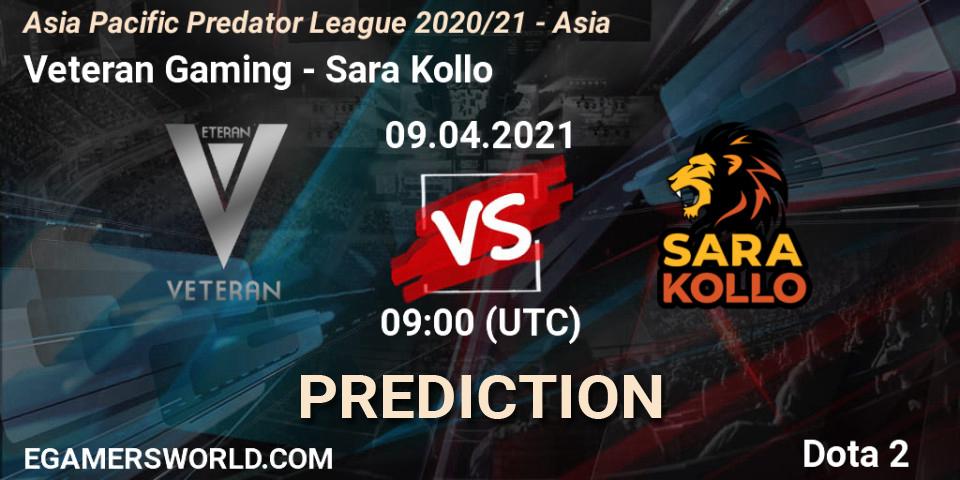 Pronósticos Veteran Gaming - Sara Kollo. 09.04.2021 at 11:02. Asia Pacific Predator League 2020/21 - Asia - Dota 2