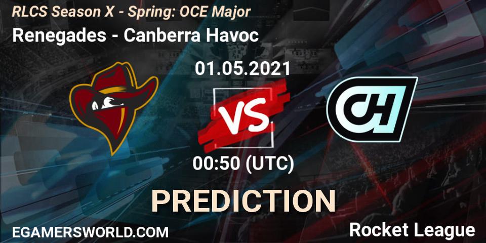 Pronósticos Renegades - Canberra Havoc. 01.05.21. RLCS Season X - Spring: OCE Major - Rocket League