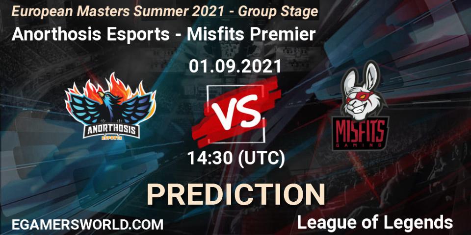 Pronósticos Anorthosis Esports - Misfits Premier. 01.09.2021 at 14:30. European Masters Summer 2021 - Group Stage - LoL