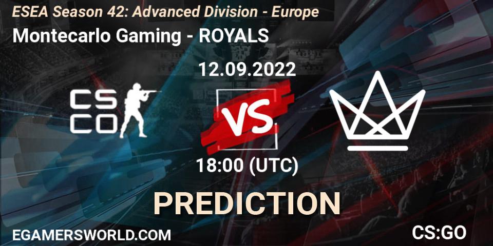 Pronósticos Montecarlo Gaming - ROYALS. 12.09.2022 at 18:00. ESEA Season 42: Advanced Division - Europe - Counter-Strike (CS2)