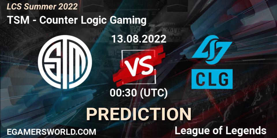 Pronósticos TSM - Counter Logic Gaming. 13.08.22. LCS Summer 2022 - LoL