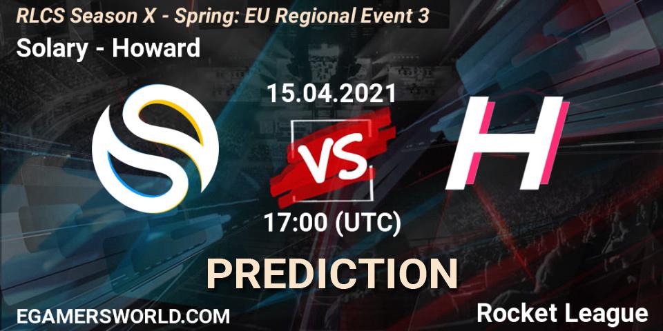 Pronósticos Solary - Howard. 15.04.2021 at 17:00. RLCS Season X - Spring: EU Regional Event 3 - Rocket League