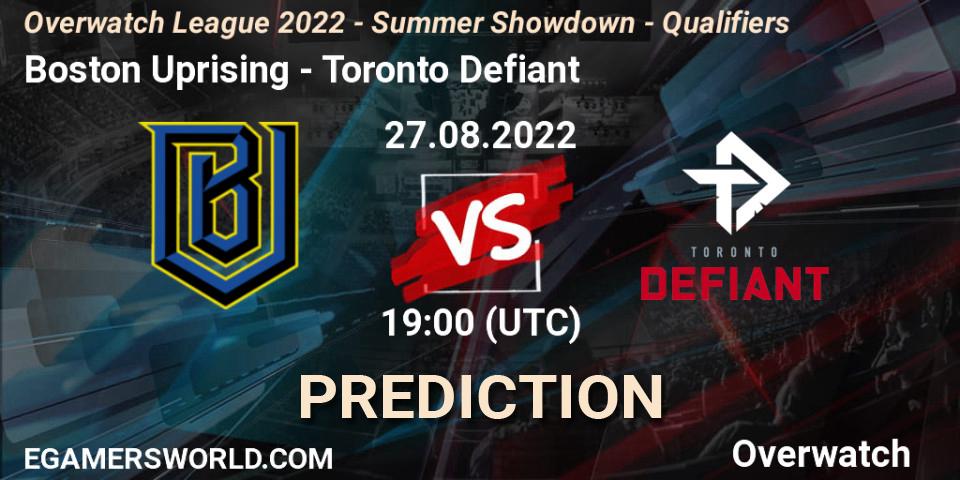 Pronósticos Boston Uprising - Toronto Defiant. 27.08.22. Overwatch League 2022 - Summer Showdown - Qualifiers - Overwatch