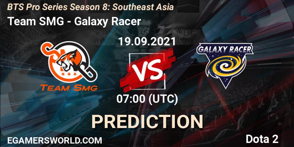 Pronósticos Team SMG - Galaxy Racer. 19.09.2021 at 07:02. BTS Pro Series Season 8: Southeast Asia - Dota 2
