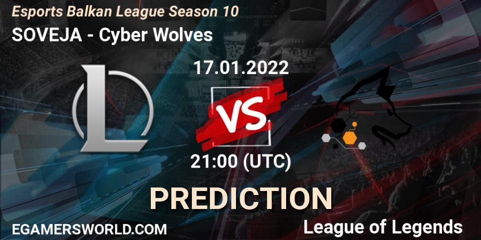 Pronósticos SOVEJA - Cyber Wolves Esports. 17.01.2022 at 21:15. Esports Balkan League Season 10 - LoL