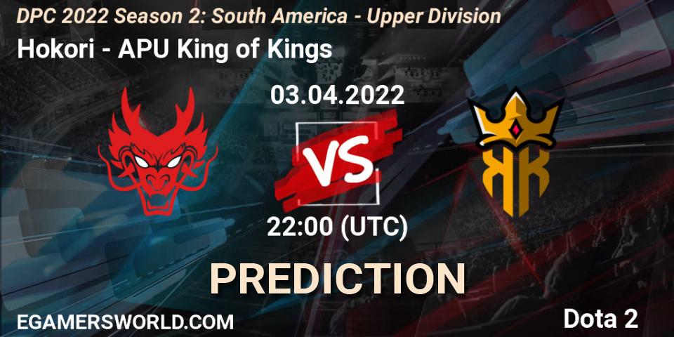 Pronósticos Hokori - APU King of Kings. 03.04.22. DPC 2021/2022 Tour 2 (Season 2): SA Division I (Upper) - Dota 2
