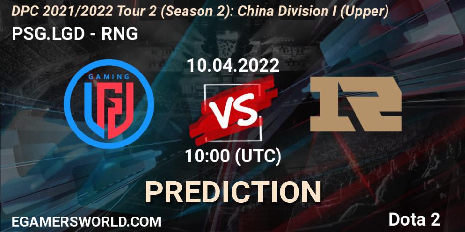Pronósticos PSG.LGD - RNG. 17.04.22. DPC 2021/2022 Tour 2 (Season 2): China Division I (Upper) - Dota 2