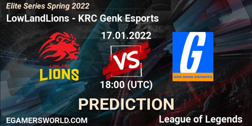 Pronósticos LowLandLions - KRC Genk Esports. 17.01.22. Elite Series Spring 2022 - LoL