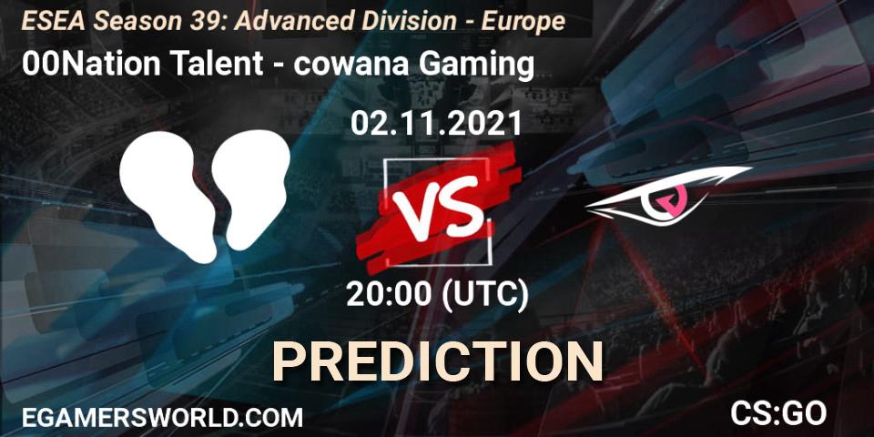 Pronósticos 00Nation Talent - cowana Gaming. 02.11.2021 at 20:00. ESEA Season 39: Advanced Division - Europe - Counter-Strike (CS2)