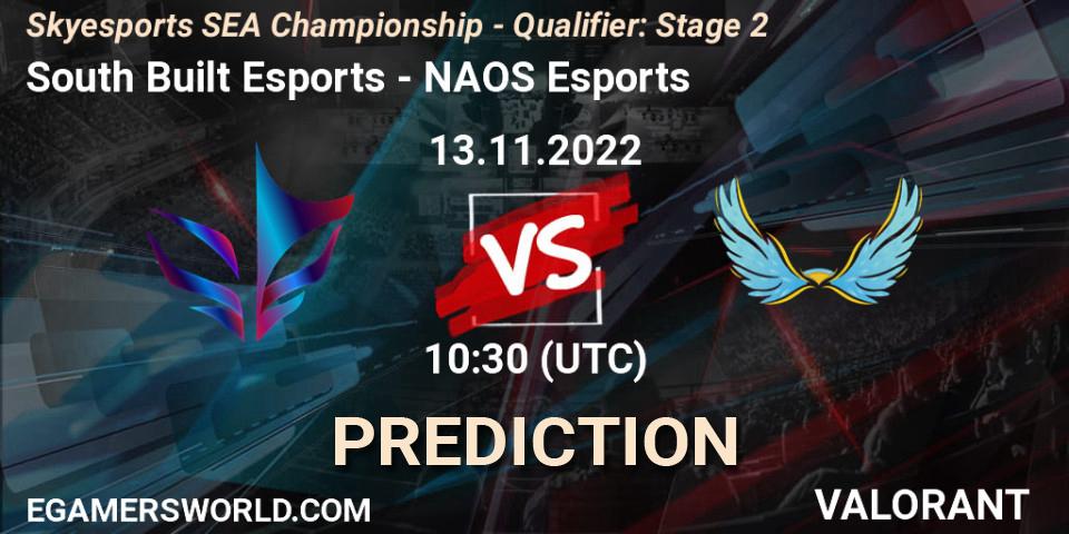 Pronósticos South Built Esports - NAOS Esports. 13.11.2022 at 10:30. Skyesports SEA Championship - Qualifier: Stage 2 - VALORANT