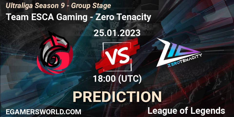 Pronósticos Team ESCA Gaming - Zero Tenacity. 25.01.2023 at 18:00. Ultraliga Season 9 - Group Stage - LoL