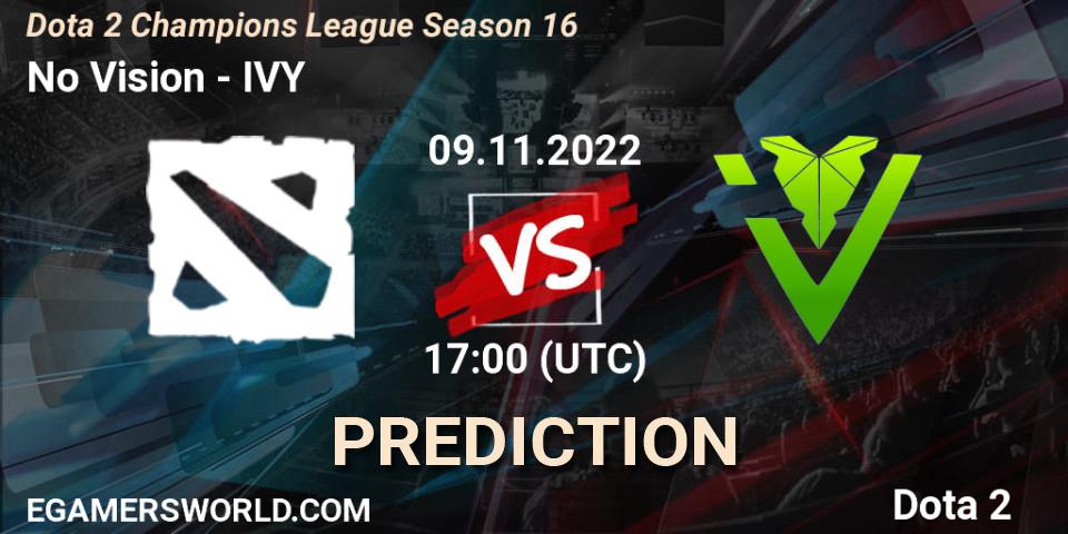 Pronósticos No Vision - IVY. 09.11.2022 at 17:02. Dota 2 Champions League Season 16 - Dota 2
