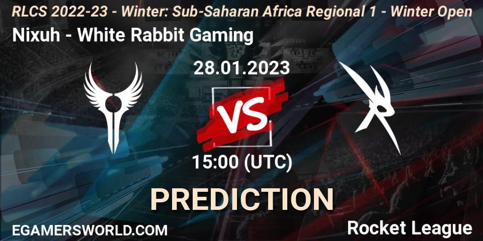 Pronósticos Nixuh - White Rabbit Gaming. 28.01.23. RLCS 2022-23 - Winter: Sub-Saharan Africa Regional 1 - Winter Open - Rocket League