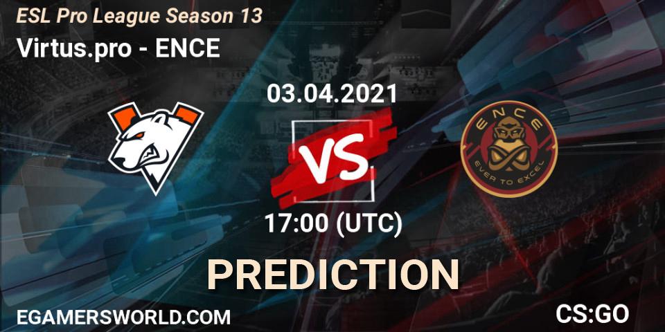 Pronósticos Virtus.pro - ENCE. 03.04.2021 at 13:30. ESL Pro League Season 13 - Counter-Strike (CS2)