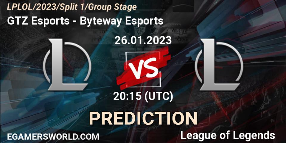 Pronósticos GTZ Bulls - Byteway Esports. 26.01.23. LPLOL Split 1 2023 - Group Stage - LoL