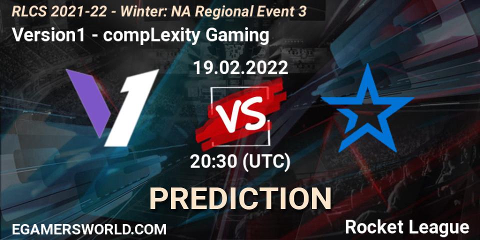 Pronósticos Version1 - compLexity Gaming. 19.02.2022 at 20:30. RLCS 2021-22 - Winter: NA Regional Event 3 - Rocket League