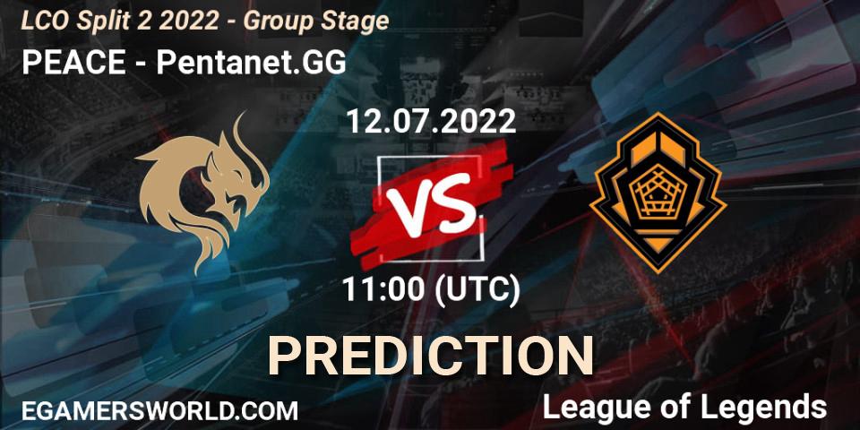 Pronósticos PEACE - Pentanet.GG. 12.07.2022 at 11:00. LCO Split 2 2022 - Group Stage - LoL
